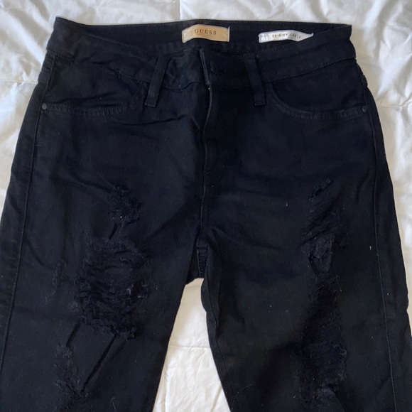⭐️2/20 - GUESS Black Distressed Skinny Ankle Jeans - Picture 2 of 8